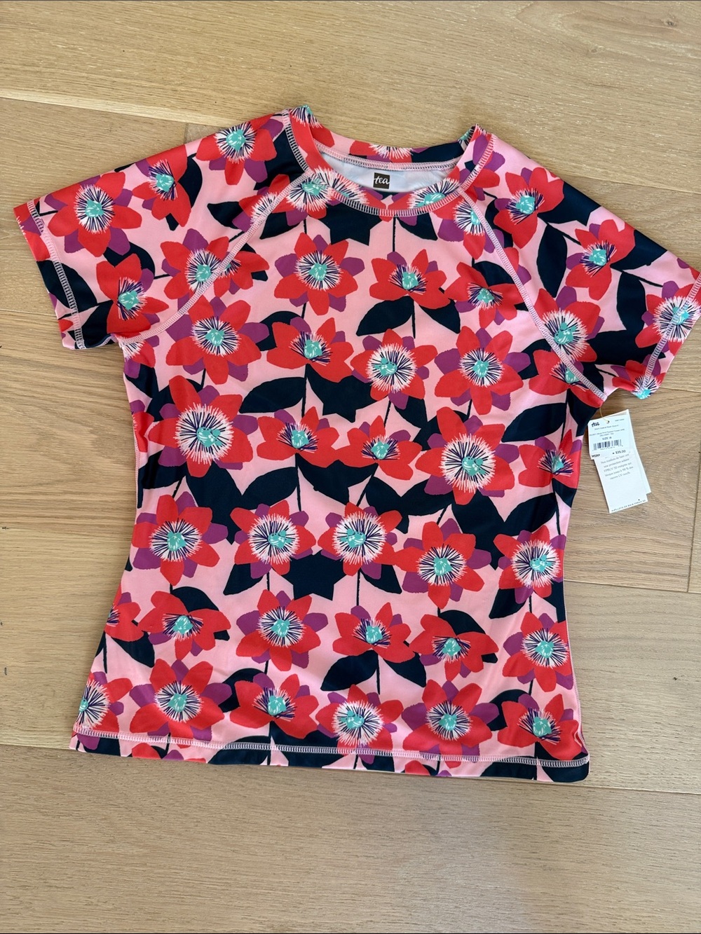 Tea Collection Girls Pink Red Floral Rashguard